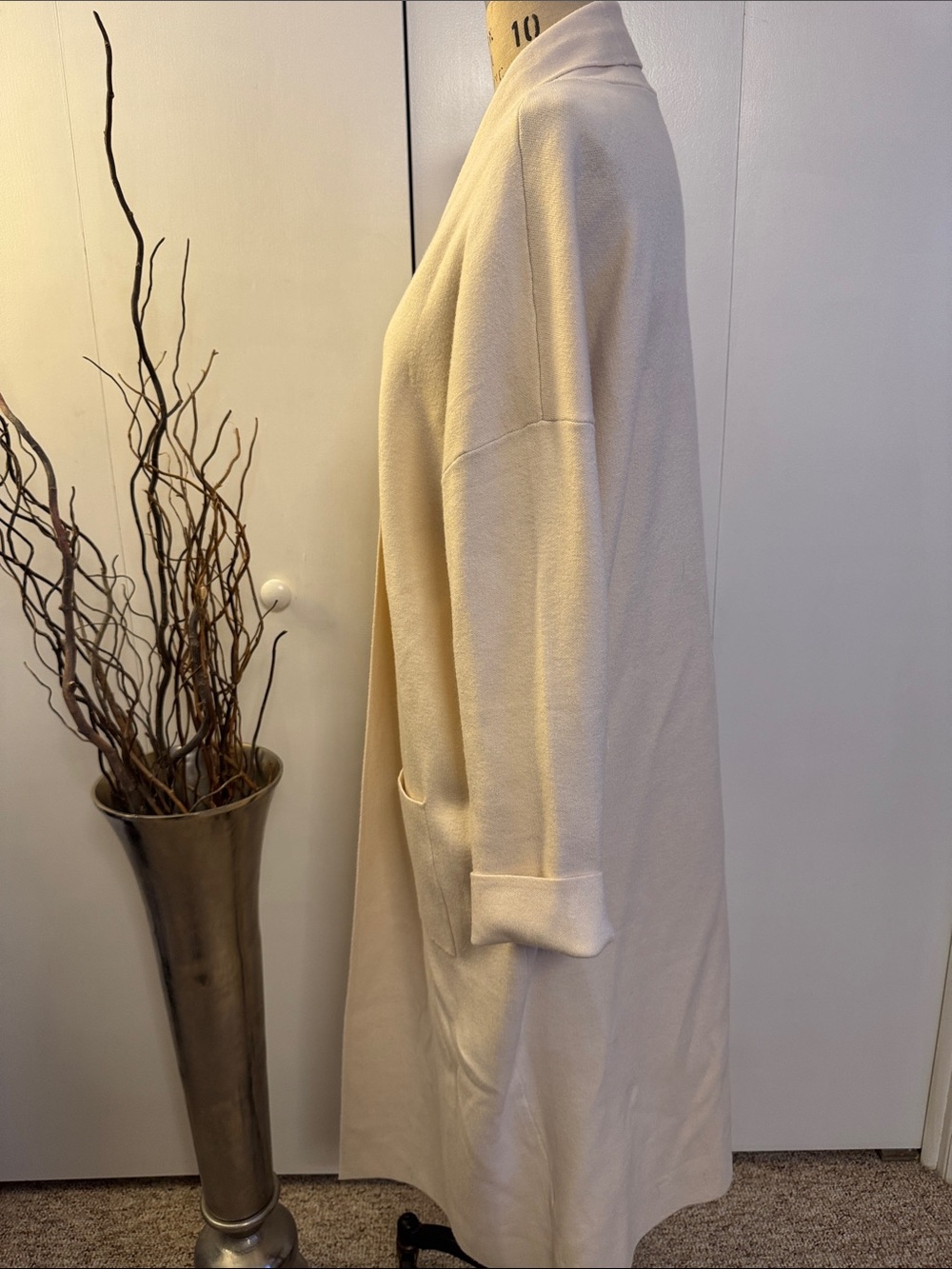 Apricot Open-Front Longline Cardigan Sweater - Picture 3 of 5